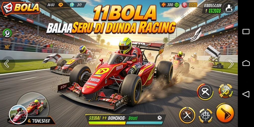 Tangkapan layar gameplay seru dari 11BOLA dengan balapan intens.