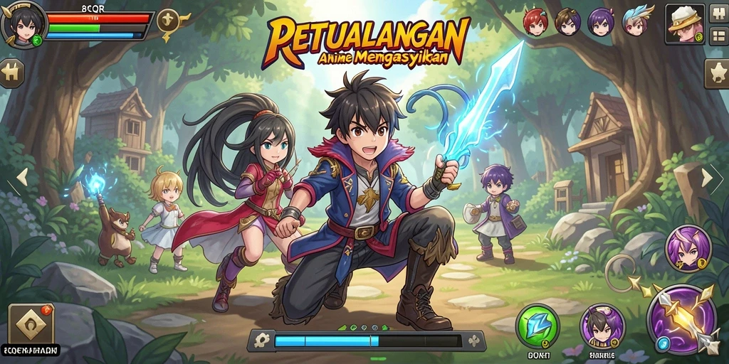 Screenshot gameplay 8QR yang menampilkan karakter Anime yang dinamis.