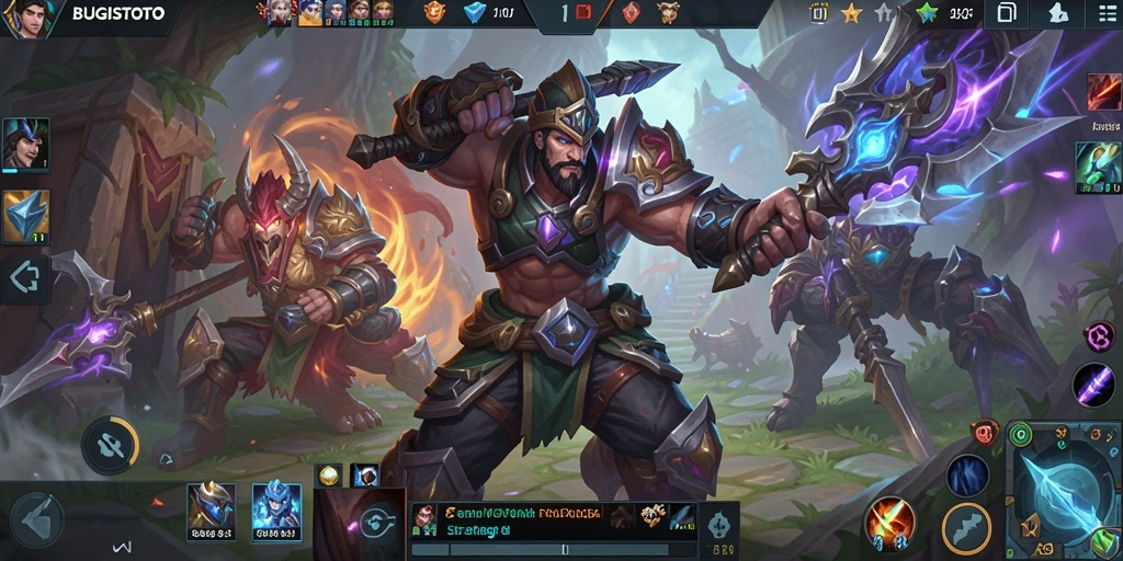 Tangkapan layar gameplay BUGISTOTO menampilkan pertarungan seru antar karakter.