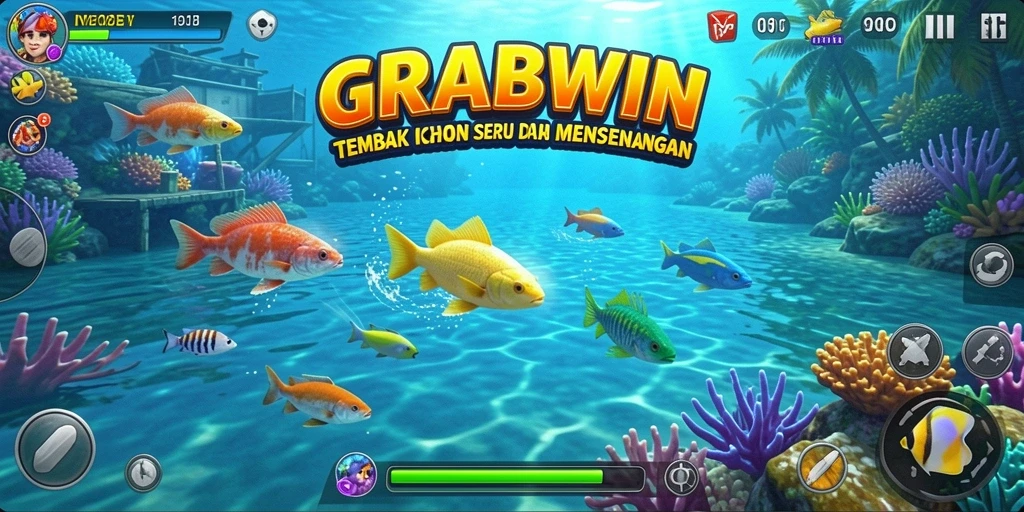 Gameplay menarik menangkap berbagai jenis ikan di GRABWIN.