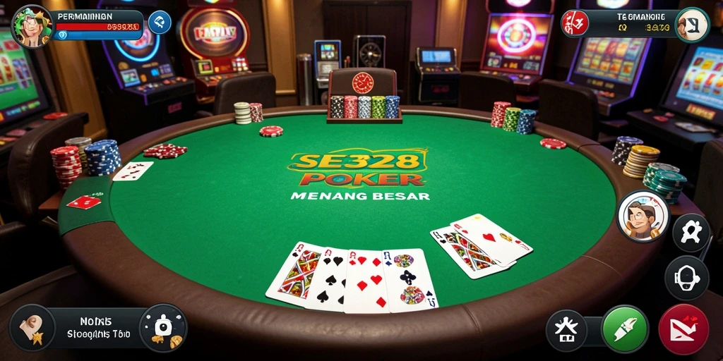 Tampilan gameplay SE328 yang menarik dan mendebarkan di tengah permainan poker.