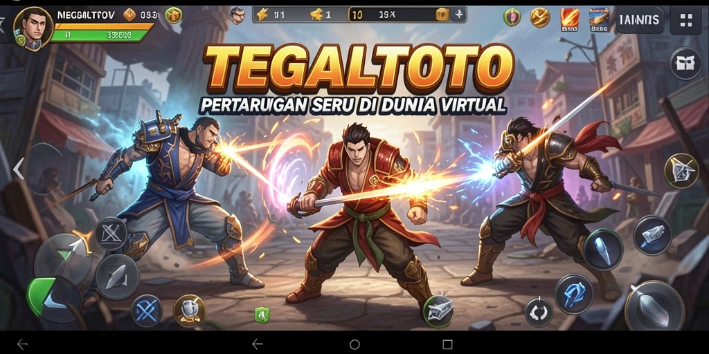 Screenshot gameplay TEGALTOTO menunjukkan pertarungan seru antara karakter.
