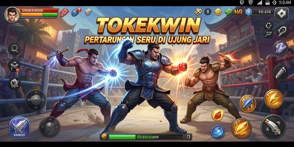 Gameplay seru dan menegangkan di TOKEKWIN dengan berbagai karakter bertarung.